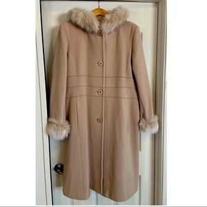 Marvin Richards lambswool and fur coat, soft blush pink color, size 16